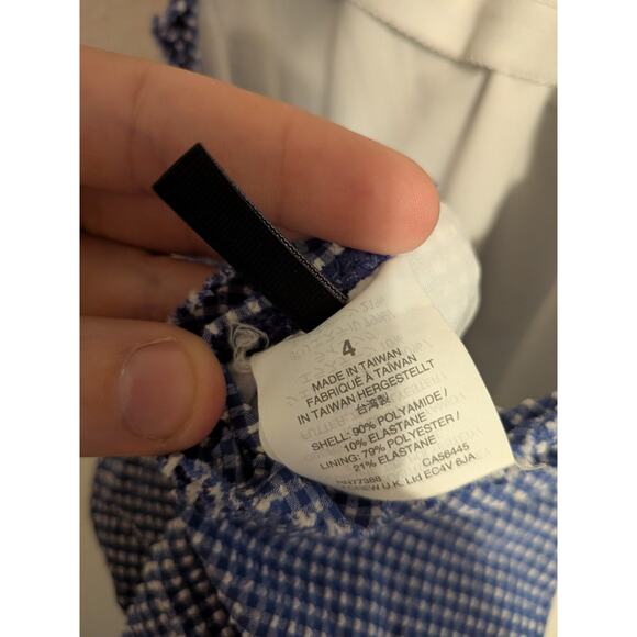 j crew gingham one piece swimsuit size 4 blue ruffle - Picture 6 of 9